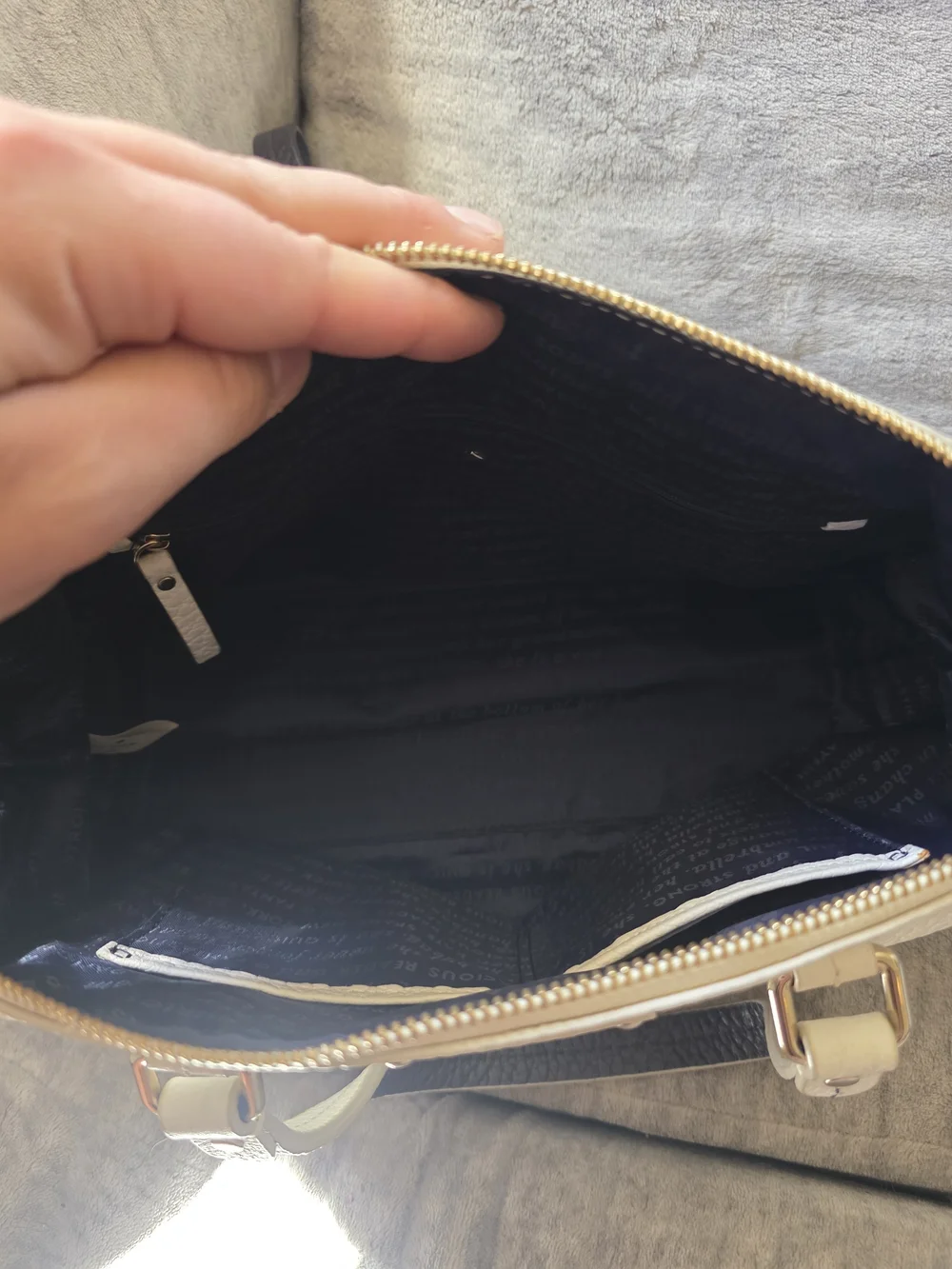 Kate Spade Two-Tone Cream and Navy Leather Tote